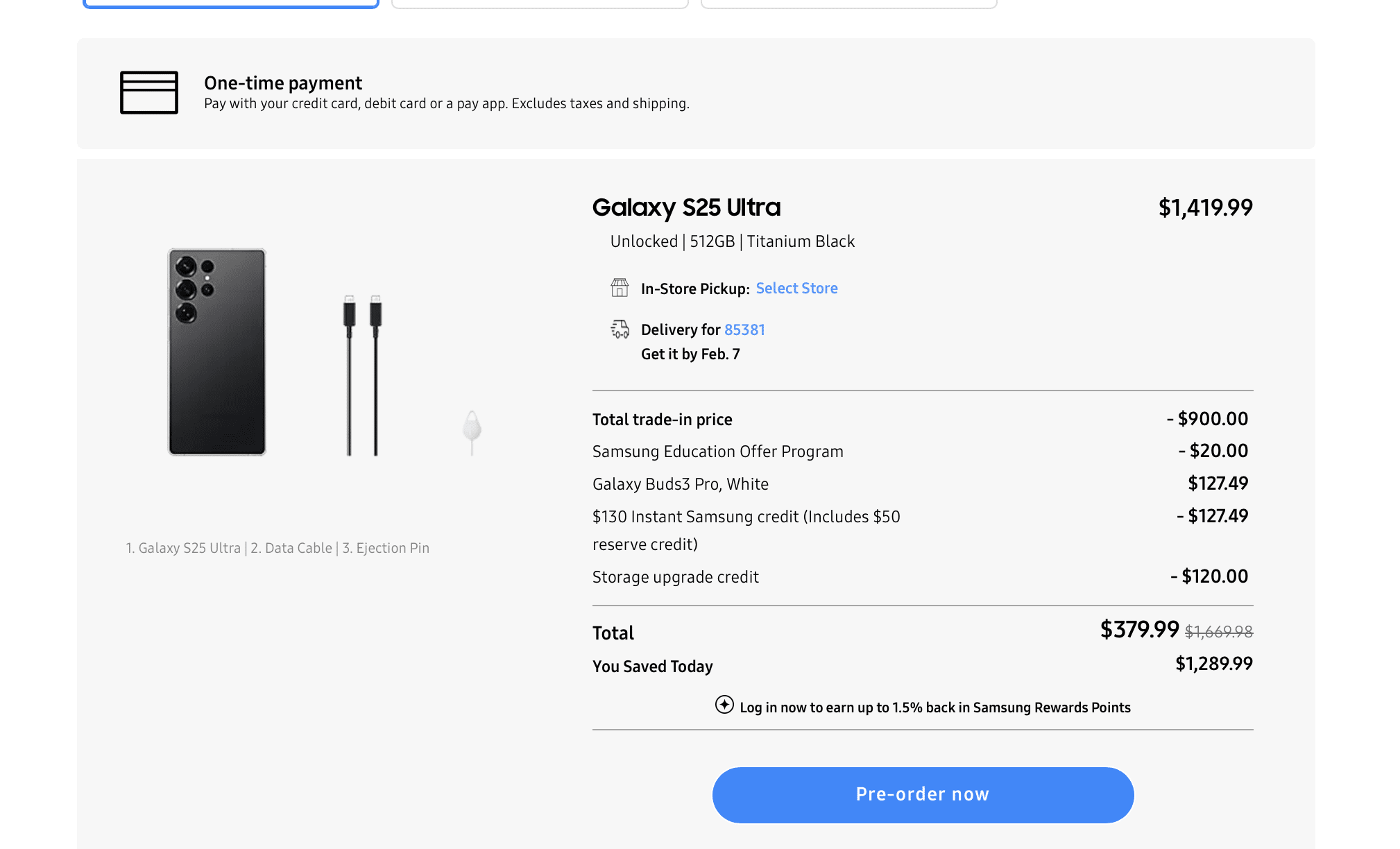 Galaxy S25 Ultra Trade In + Galaxy Buds 3 Pro + Education Offer
